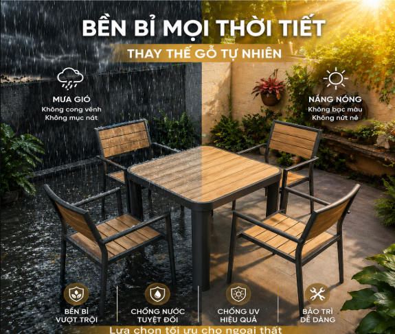 Vì Sao Bàn Polywood Ngoài Trời Dần Thay Thế Gỗ Tự Nhiên?