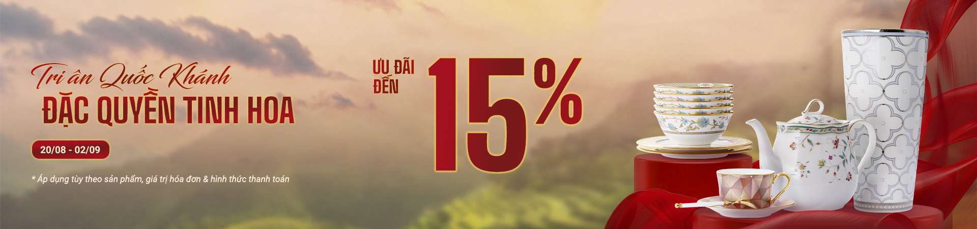TRI ÂN QUỐC KHÁNH - ĐẶC QUYỀN TINH HOA | Ưu đãi đến 15%