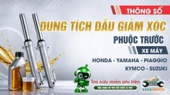 Tra cứu dung tích dầu giảm xóc phuộc trước xe máy