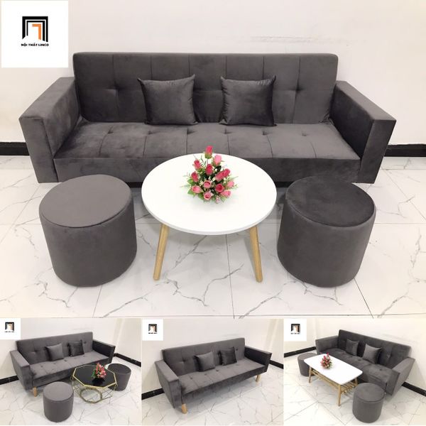 sofa, ghế sofa, bộ ghế sofa giường nằm, sofa giường xám đen vải nhung, sofa giá rẻ, sofa giường 2m