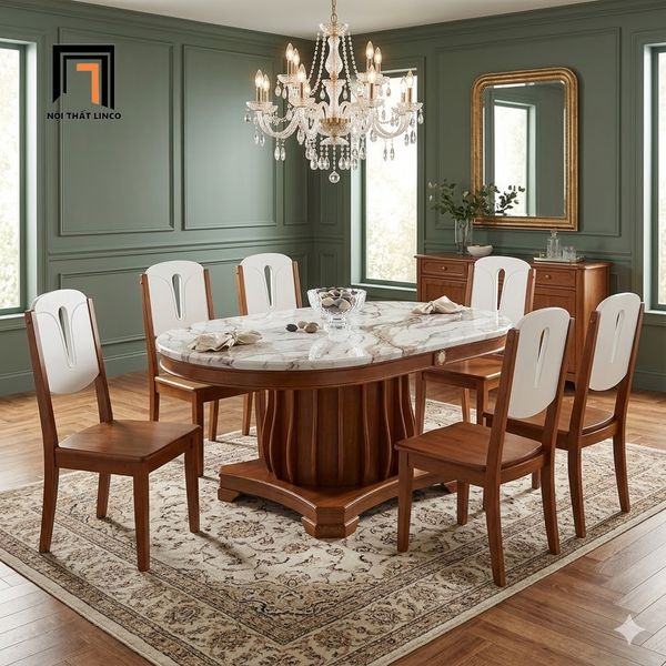 bàn ăn, bộ bàn ăn đá oval, set bàn ghế ăn phòng bếp sang trọng, bộ bàn ăn gia đình hiện đại, bàn ghế ăn đẹp