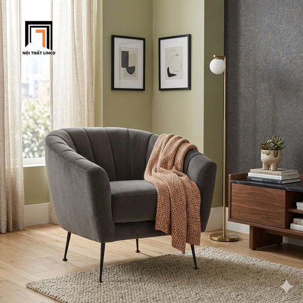 sofa, ghế sofa, sofa đơn giá rẻ, sofa đơn vải nhung màu nâu đậm, sofa đơn phòng khách hiện đại, sofa đơn sang trọng