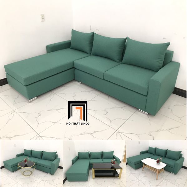 sofa, ghế sofa, sofa góc 2m2 x 1m6, sofa góc xanh ngọc, sofa góc giá rẻ, bộ ghế sofa góc phòng khách