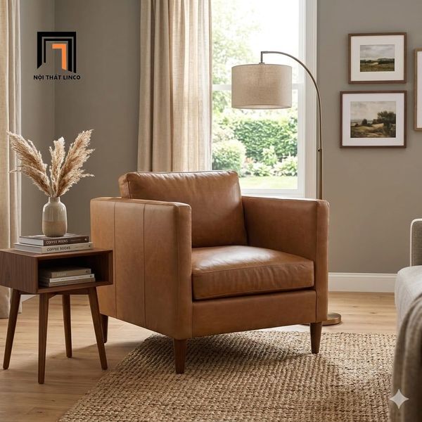 sofa, ghế sofa, sofa đơn da công nghiệp, sofa đơn hiện đại, sofa da màu nâu, sofa đơn văn phòng tiếp khách