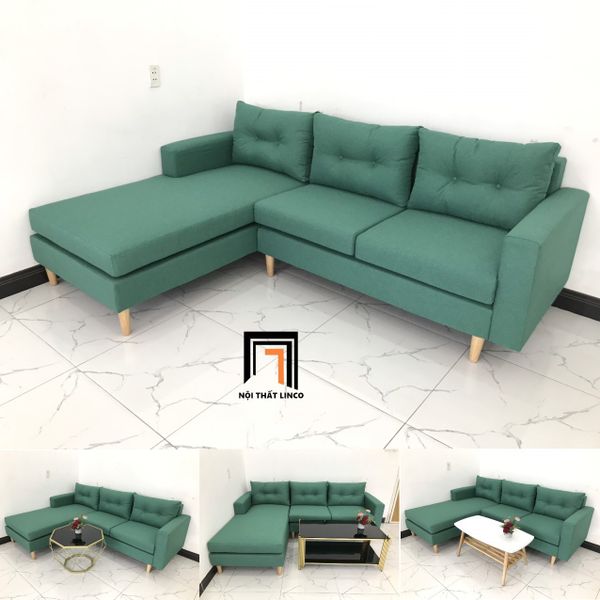 sofa, ghế sofa, bộ ghế sofa góc xanh ngọc, sofa góc 2m2 x 1m6, sofa góc giá rẻ, sofa góc gia đình nhỏ gọn
