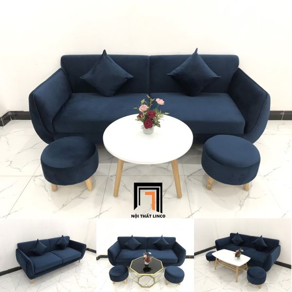 sofa, ghế sofa, bộ ghế sofa băng xanh đậm vải nhung, sofa băng 1m9 giá rẻ, sofa băng căn hộ chung cư
