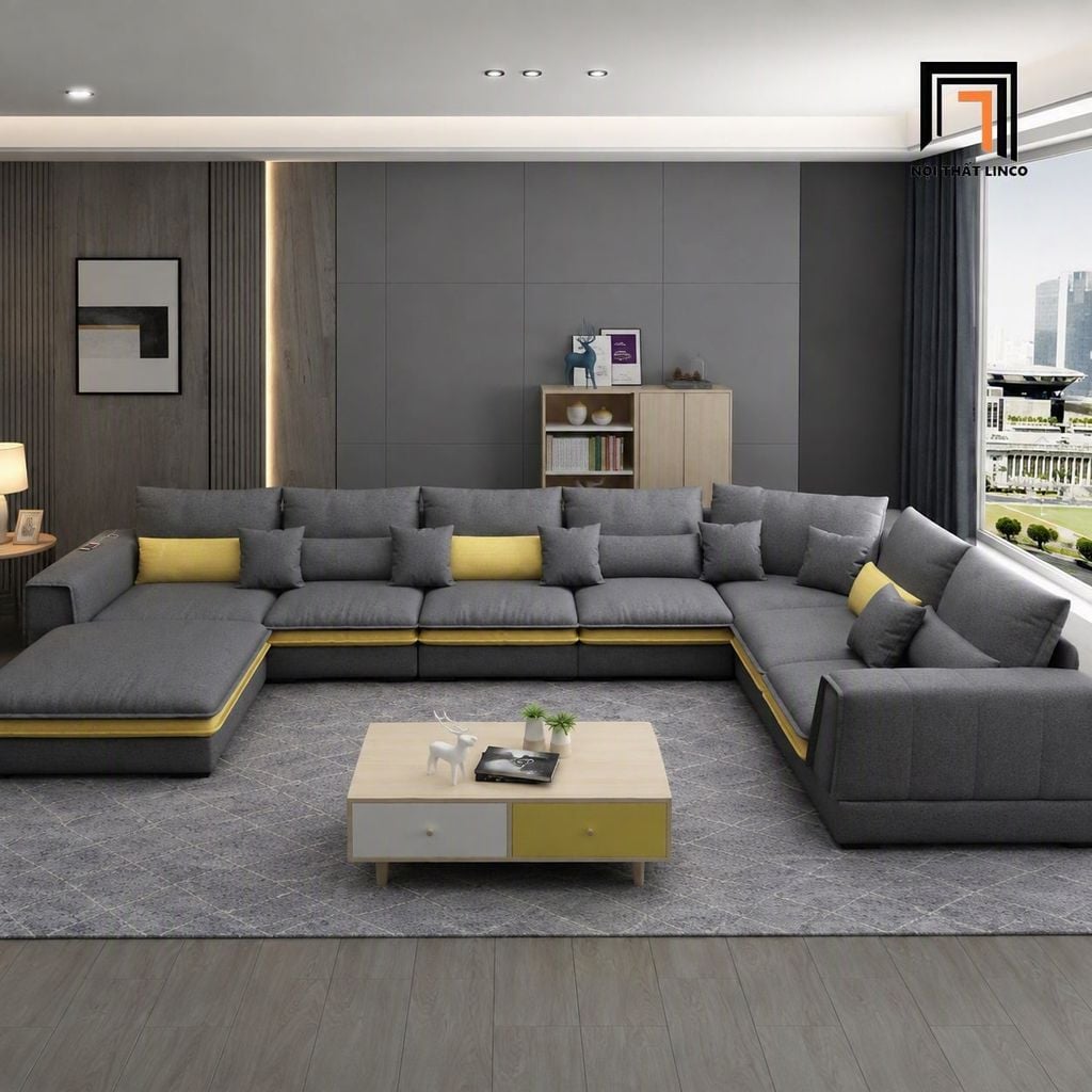 sofa chữ U dài 3m65 phối màu đẹp