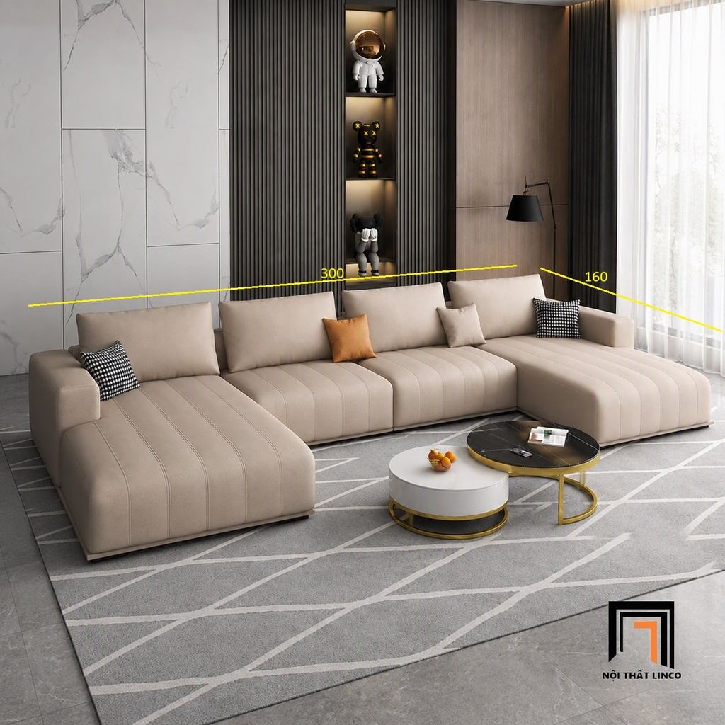 sofa chữ U dài 3m sang trọng