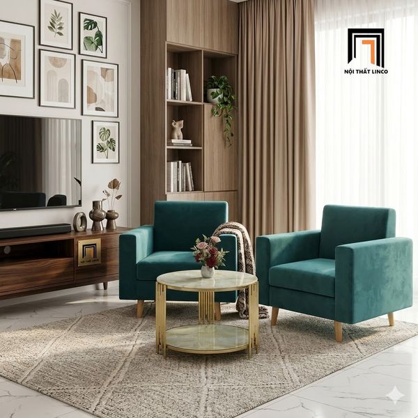 sofa, ghế sofa, sofa đơn xanh lá vải nhung, sofa đơn phòng khách nhỏ, sofa đơn vải nhung, ghế sofa ngồi tiếp khách