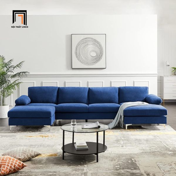 sofa, ghế sofa, bộ ghế sofa, sofa chữ U, sofa góc 3m2 x 1m4, sofa màu xanh đậm, bộ ghế sofa phòng khách giá rẻ