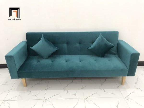 sofa, ghế sofa, bộ ghế sofa giường, sofa bed, sofa giường vải nhung, ghế sofa xanh lá, sofa giường dài 2m