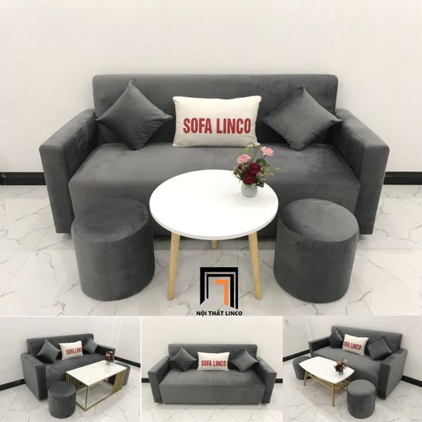 sofa, ghế sofa, bộ ghế sofa băng, sofa văng giá rẻ, sofa băng xám đen vải nhung, sofa băng 1m9