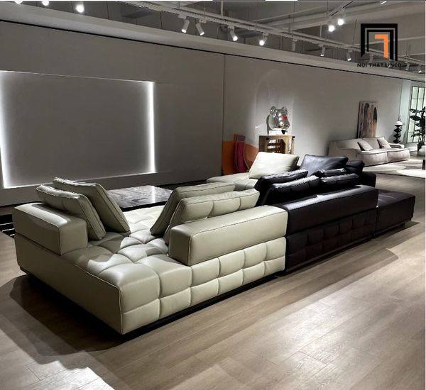 sofa chữ U hiện đại da giả