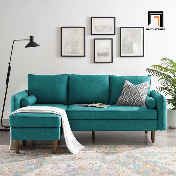 sofa, ghế sofa, sofa góc 2m2 x 1m4, sofa góc giá rẻ, bộ ghế sofa góc l màu xanh ngọc, sofa góc nhỏ gọn chung cư