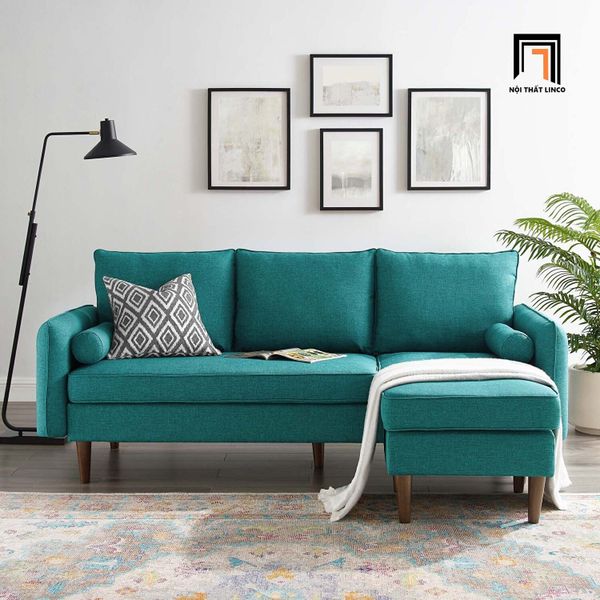 sofa, ghế sofa, sofa góc 2m2 x 1m4, sofa góc giá rẻ, bộ ghế sofa góc l màu xanh ngọc, sofa góc nhỏ gọn chung cư