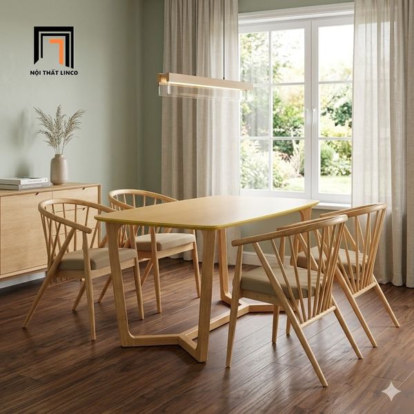 bàn ăn, bộ bàn ghế ăn, bàn ăn 1m2 4 ghế gỗ, set bàn ăn 4 ghế cong, bộ bàn ăn gỗ cao su xinh xắn