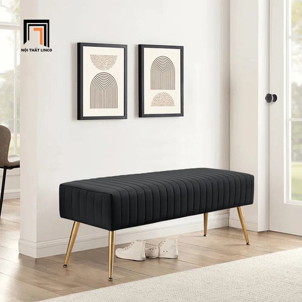 sofa, ghế sofa, sofa đôn chữ nhật vải nhung đen, sofa chân inox, ghế sofa bench, sofa đôn giá rẻ