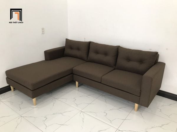 sofa, ghế sofa, sofa góc 2m2 x 1m6, sofa góc phòng khách, sofa góc vải bố màu nâu đậm, sofa giá rẻ