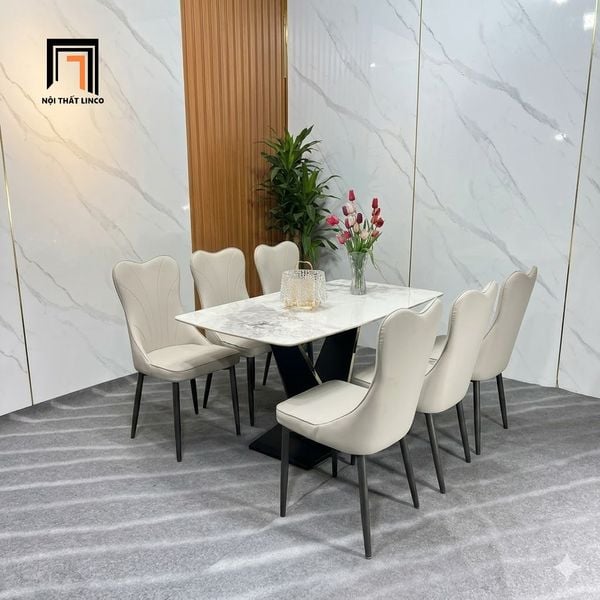 bàn ăn, bộ bàn ăn đá ceramic, set bàn ăn đá 6 ghế, bộ bàn ăn kiểu dáng sang trọng, bàn ghế ăn giá rẻ