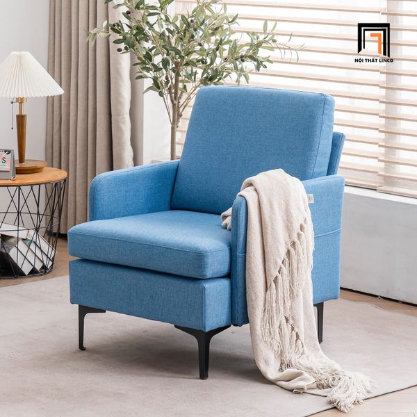 sofa, ghế sofa, sofa đơn xanh dương, sofa đơn vải nỉ mềm, sofa đơn phòng khách giá rẻ, sofa đơn ngồi đọc sách
