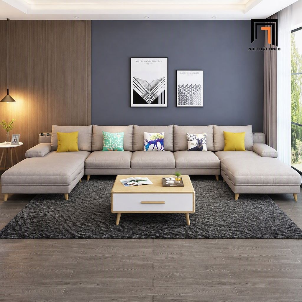 sofa chữ U dài 3m4 cho phòng khách