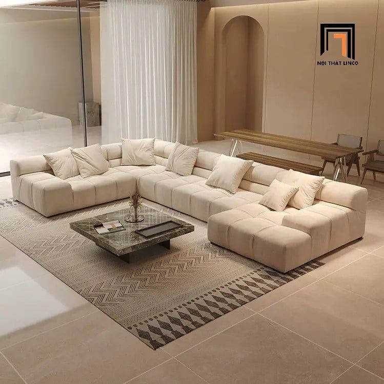 sofa chữ U dài 3m4 da giả pu