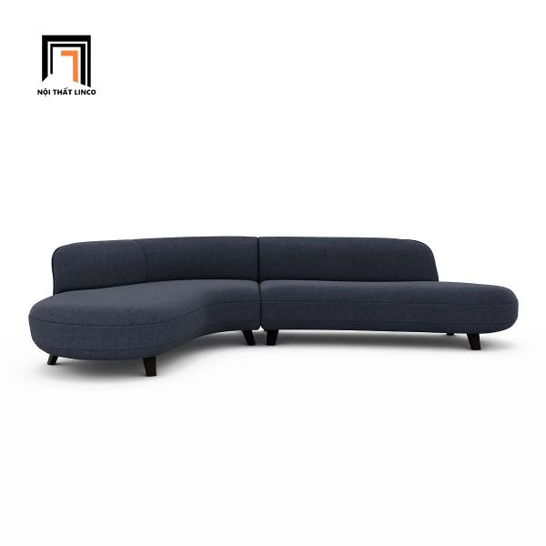 sofa, ghế sofa, sofa góc 2m8 x 1m8, sofa góc màu xanh đậm vải nỉ, bộ ghế sofa góc kiểu dáng cong, sofa đẹp
