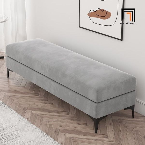 sofa, ghế sofa, sofa đôn chữ nhật, đôn ghế sofa vải nhung xám, sofa nhỏ gọn