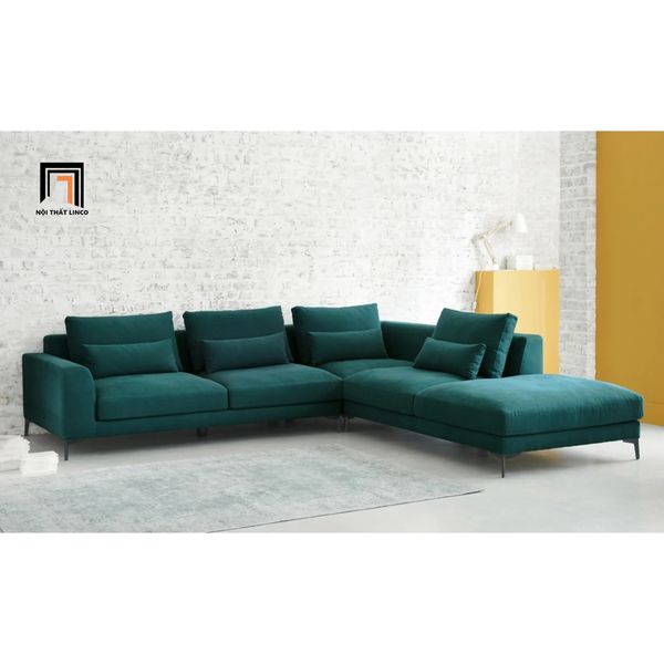 sofa, ghế sofa, bộ ghế sofa góc, sofa góc 2m4 x 2m2, sofa góc vải nhung màu xanh lá, sofa góc giá rẻ chung cư