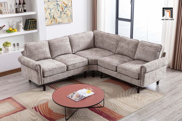sofa, ghế sofa, sofa góc 2m4 x 2m4, sofa góc vải nỉ mềm, bộ ghế sofa góc kiểu dáng châu Âu, sofa góc hiện đại