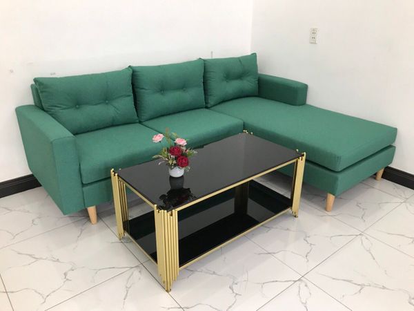 sofa, ghế sofa, bộ ghế sofa góc xanh ngọc, sofa góc 2m2 x 1m6, sofa góc giá rẻ, sofa góc gia đình nhỏ gọn