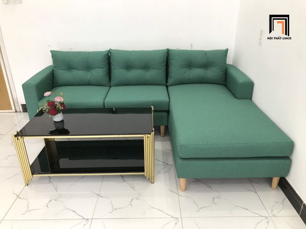 sofa, ghế sofa, bộ ghế sofa góc xanh ngọc, sofa góc 2m2 x 1m6, sofa góc giá rẻ, sofa góc gia đình nhỏ gọn