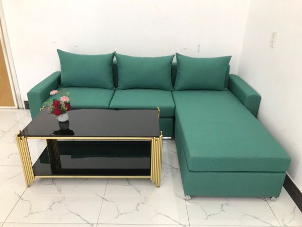 sofa, ghế sofa, sofa góc 2m2 x 1m6, sofa góc xanh ngọc, sofa góc giá rẻ, bộ ghế sofa góc phòng khách