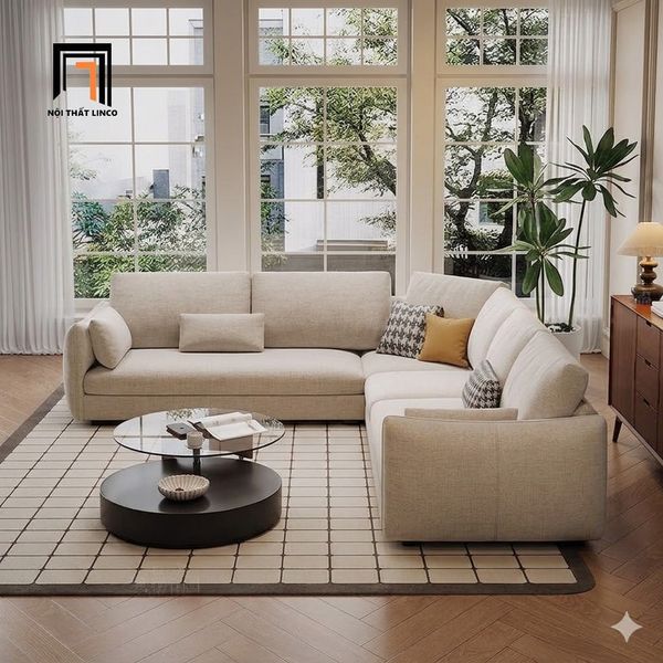 sofa, ghế sofa, sofa góc màu trắng kem giá rẻ, sofa góc 2m8 x 2m, bộ ghế sofa góc giá rẻ, sofa góc chữ l giá rẻ