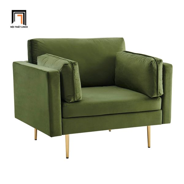 sofa, ghế sofa, sofa đơn vải nhung, sofa đơn phòng khách gia đình, sofa đơn chân inox, sofa màu xanh lá