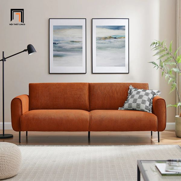 sofa, ghế sofa, sofa băng, sofa văng, sofa nỉ, ghế sofa 2m1, sofa màu cam đậm, sofa băng phòng khách