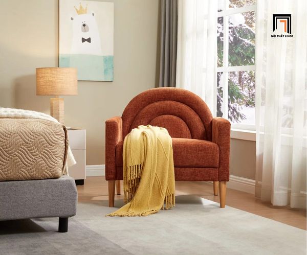 sofa, ghế sofa, sofa đơn kiểu cong, sofa đơn vải nỉ mềm, sofa đơn nhỏ gọn, sofa đơn trang trí cho sảnh chờ tiệm shop