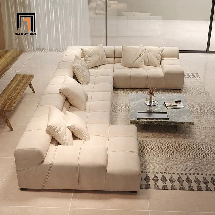 sofa chữ U dài 3m4 da giả pu