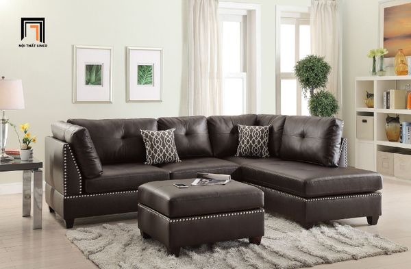 sofa, ghế sofa, bộ ghế sofa góc 2m4 x 1m8, sofa góc vải nỉ, sofa góc xám đen, sofa góc kiểu dáng châu Âu