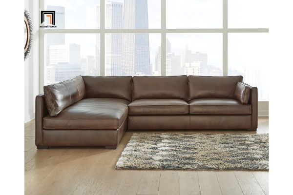 sofa, ghế sofa, sofa góc da công nghiệp, sofa góc 2m2 x 1m6, sofa góc da màu nâu, sofa góc văn phòng làm việc