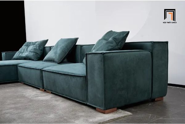 sofa, ghế sofa, bộ ghế sofa vải nhung, sofa xanh lá, sofa góc căn hộ chung cư, sofa góc hiện đại 2m8 x 1m6, sofa giá rẻ