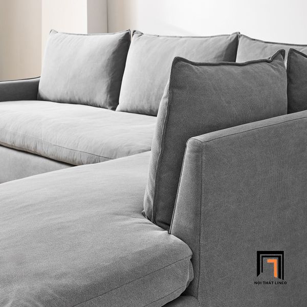 sofa, ghế sofa, sofa góc vải nỉ xám, sofa góc 2m4 x 1m8, bộ ghế sofa gia đình cao cấp, sofa góc đẹp