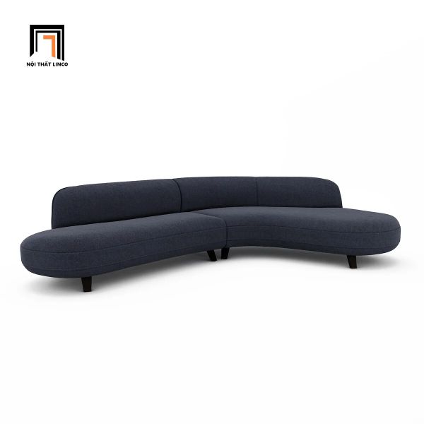 sofa, ghế sofa, sofa góc 2m8 x 1m8, sofa góc màu xanh đậm vải nỉ, bộ ghế sofa góc kiểu dáng cong, sofa đẹp