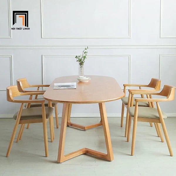 bàn ăn, bộ bàn ăn 6 ghế gỗ hình oval, bàn ăn 6 ghế gỗ dài 1m6, bộ bàn ăn nhà bếp xinh xắn