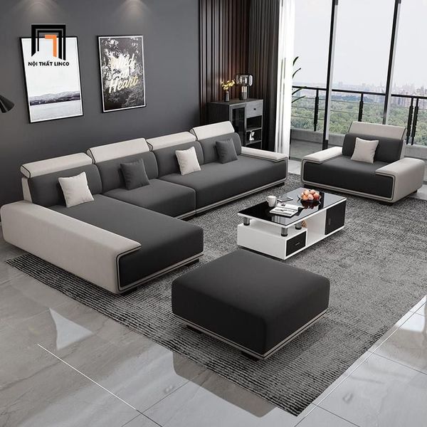 sofa, ghế sofa, bộ ghế sofa phòng khách, set ghế sofa phòng khách hiện đại, bộ ghế sofa nỉ phối màu đen trắng