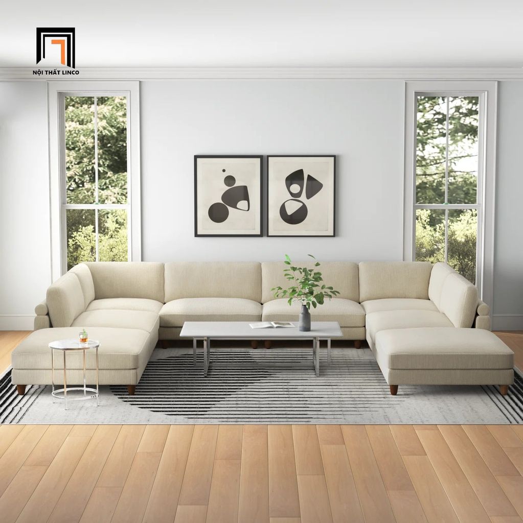 sofa chữ U dài 3m4 cho phòng khách