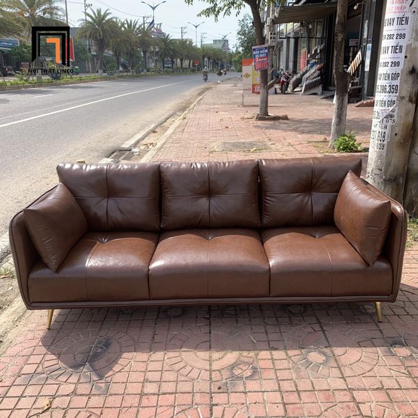 sofa, ghế sofa, sofa băng, sofa văng, sofa da Pu, sofa băng nâu đậm, ghế sofa 2m, sofa băng 3 nệm ngồi