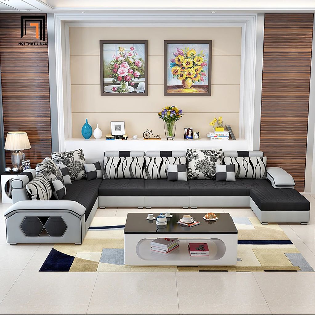 sofa chữ U dài 3m9 sang trọng