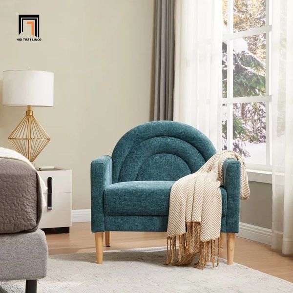 sofa, ghế sofa, sofa đơn kiểu cong, sofa đơn vải nỉ mềm, sofa đơn nhỏ gọn, sofa đơn trang trí cho sảnh chờ tiệm shop