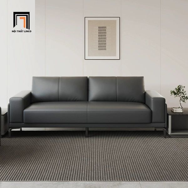 sofa, ghế sofa, bộ ghế sofa, sofa da công nghiệp, bộ ghế sofa da xám đậm, set 2 ghế sofa phòng khách, sofa văn phòng